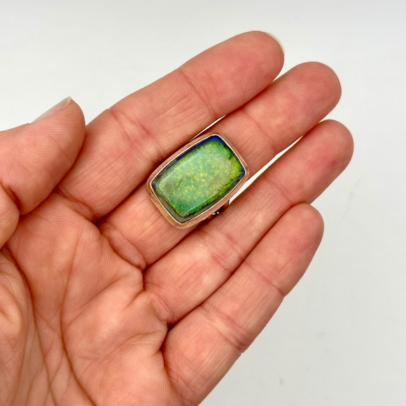 Sterling Silver Monarch Chunky Opal Ring Statement Jewelry Handmade Size 8 - Picture 1 of 10